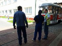 Řešení nehody ve smyčce vozovny Pisárky. Foto © Martin Šiler.