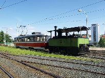 Odtah parní tramvaje Caroline do vozovny Medlánky. Foto © Martin Šiler.