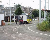 Přední část tramvaje KT8D5. Foto © Roman Šiler 27.6.2000