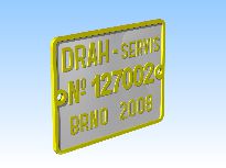 Model výrobního štítku (SolidWorks).