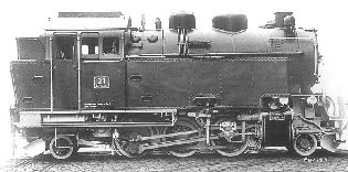 Původní stav parní lokomotivy N.W.E. 21.